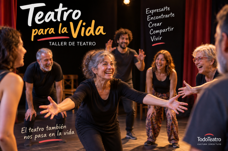 Personas adultas participando de un taller de teatro y expresión